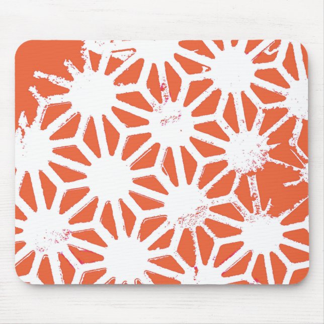 Orange and white geometric pattern mouse pad (Front)