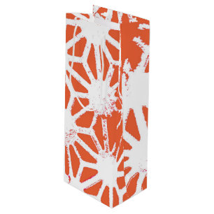 Orange and white geometric pattern wine gift bag