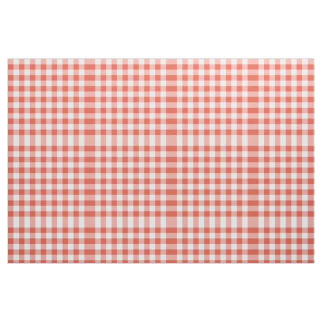Orange and White Gingham Block Pattern Fabric (Fat Quarter)