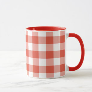 Orange and White Gingham Pattern Mug