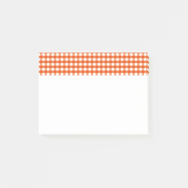 Orange and White Gingham Pattern Post-it Notes (Front)