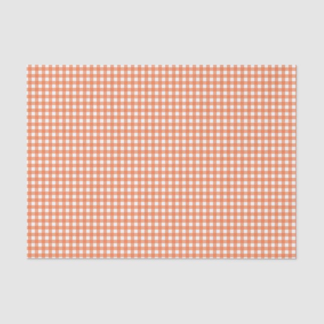 Orange and White Gingham Tissue Paper (Front)