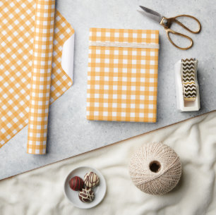 Orange and White Gingham Wrapping Paper