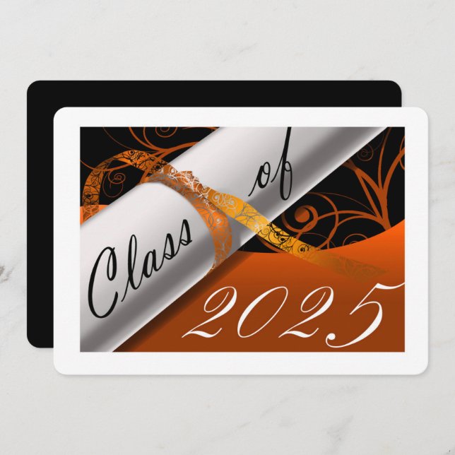 Orange and White Graduation Party Invitation (Front/Back)