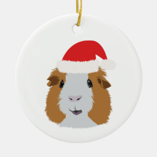 Orange and White Guinea Pig Ceramic Ornament