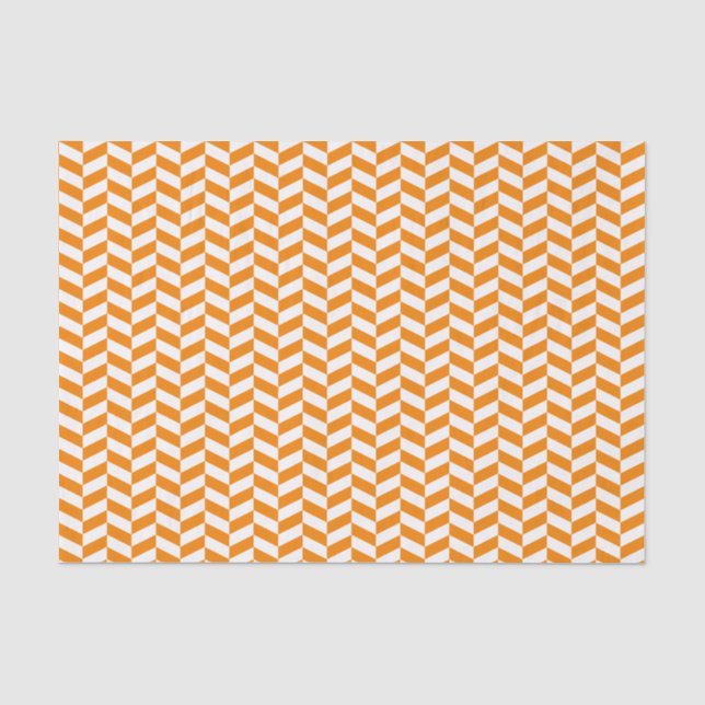 Orange and White Herringbone Tissue Paper (Front)