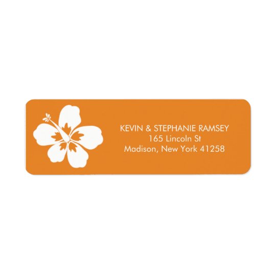 Orange and White Hibiscus Flower Return Address Label