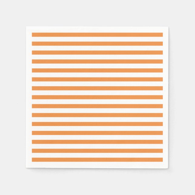 Orange and White Horizontal Stripe Napkin (Front)