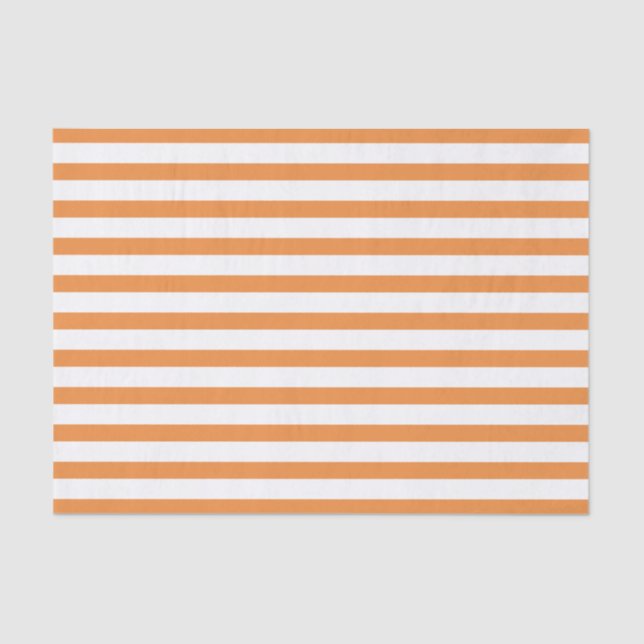 Orange and White Horizontal Stripe Tissue Paper (Front)