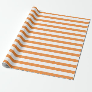Orange and White Horizontal Stripe Wrapping Paper