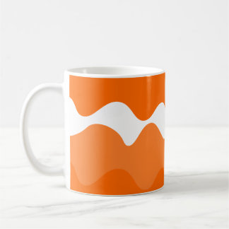 Orange and white horizontal waves pattern design  coffee mug