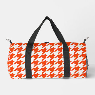Orange and White Houndstooth Check Duffle Bag