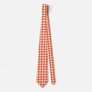 Orange and White Houndstooth Check Tie