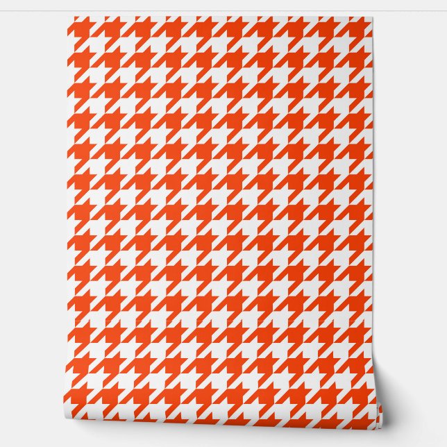 Orange and White Houndstooth Check Wallpaper (Unrolling)