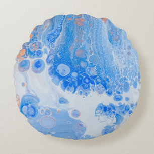 Orange and white jellyfish in water round cushion