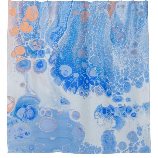 Orange and white jellyfish in water shower curtain (Front)