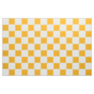 Orange And White Large Chequered Fabric