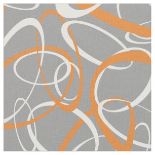 orange and white loops on grey geometric pattern fabric