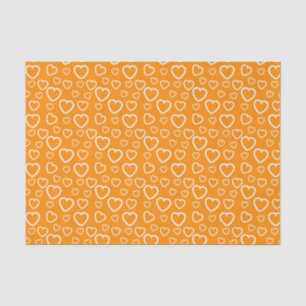 Orange and White Love Hearts Pattern Tissue Paper