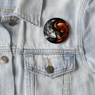 Orange And White Lucky Koi Fish Japan Art 6 Cm Round Badge