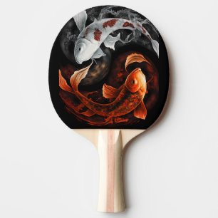 Orange And White Lucky Koi Fish Japan Art Ping Pong Paddle