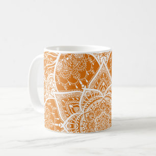 Orange and White Mandala - Loergann in Pumpkin Coffee Mug