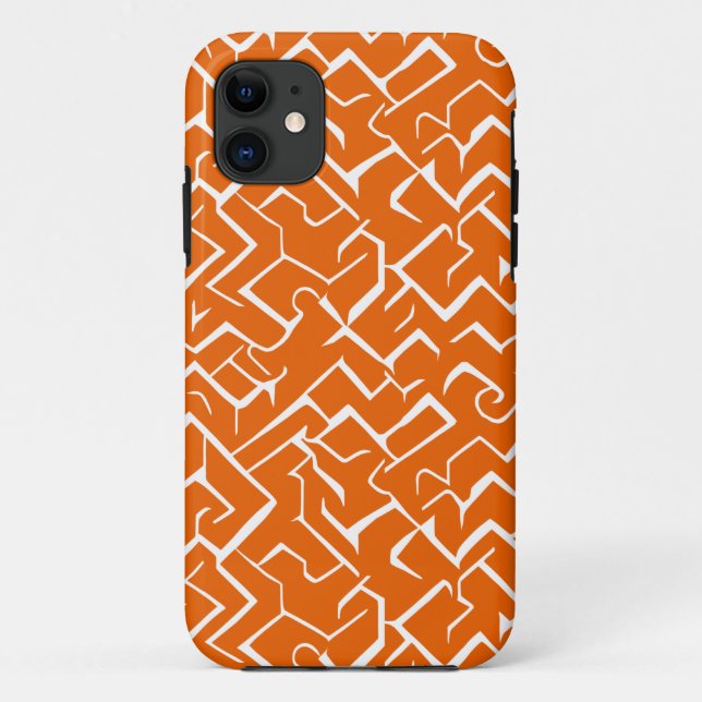 Orange and White Meander Pattern | Modern Maze Case-Mate iPhone Case (Back)