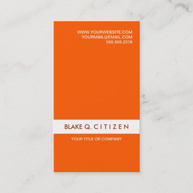 Orange and white modern clean business card (Front)