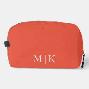 Orange and White Modern Monogram Dopp Kit