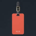 Orange and White | Modern Monogram Luggage Tag<br><div class="desc">This modern luggage tag design features a Orange background,  with your initials in bold white text for a look that is simple and stylish,  yet professional.</div>