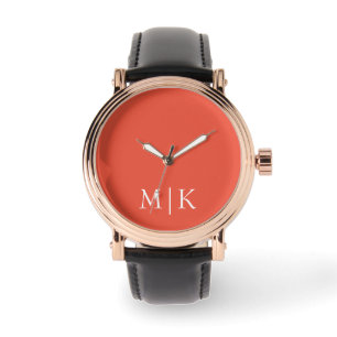 Orange and White Modern Monogram Watch