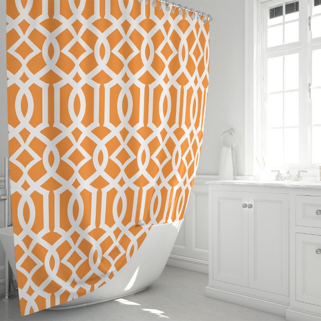 Orange and White Moroccan Trellis Pattern Shower Curtain (Creator Uploaded)