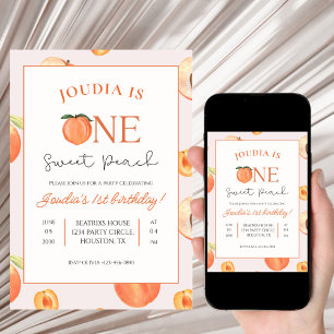 Orange and White Peach Kids 1st Birthday  Invitation