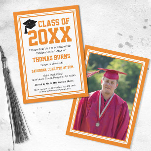 Orange and White Photo Graduation Party Invitation