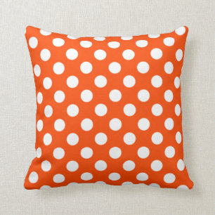 Orange and White Polka Dot Pillow