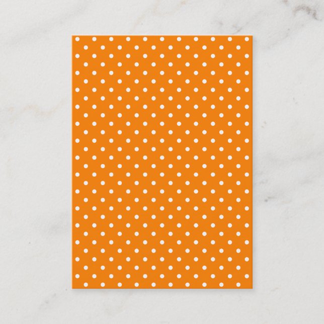 Orange and White Polka Dots Business Card (Front)