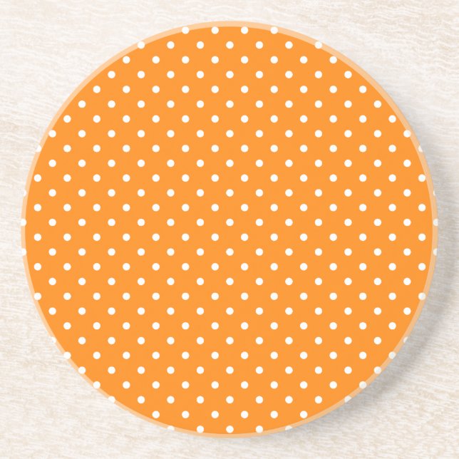 Orange and White Polka Dots Coaster (Front)