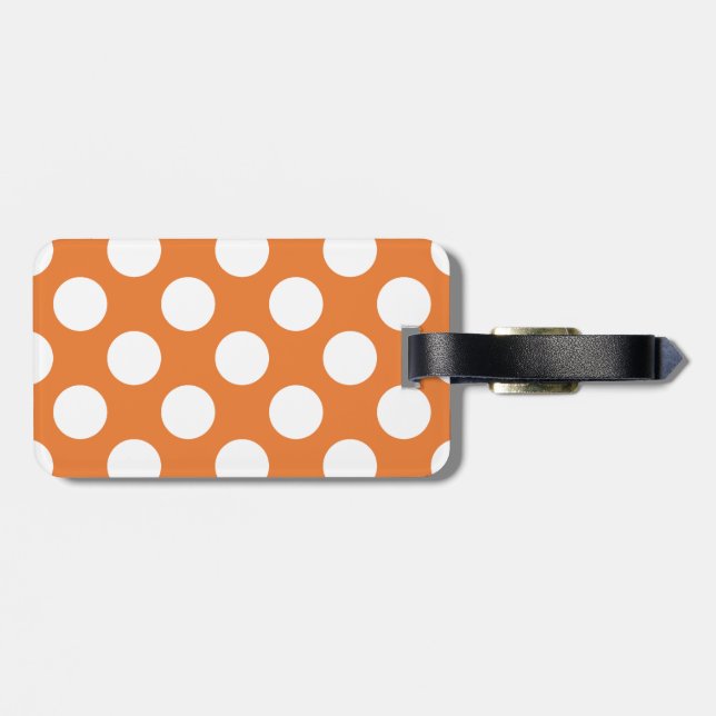 Orange and White Polka Dots Luggage Tag (Back Horizontal)