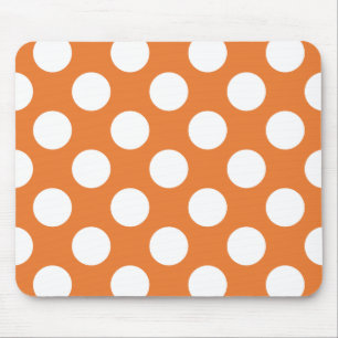Orange and White Polka Dots Mouse Pad