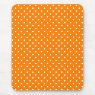 Orange and White Polka Dots Mouse Pad