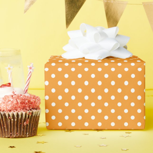 Orange and White Polka Dots Wrapping Paper (Birthday Party)