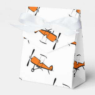 Orange and White Prop Biplane; Small Plane Favour Box