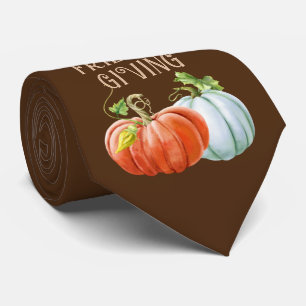 Orange and white pumpkins Happy Friendsgiving fall Tie