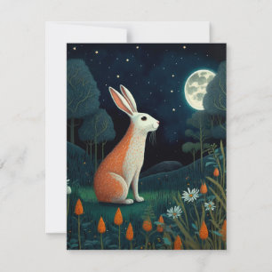 Orange and White Rabbit in the Moonlight Card