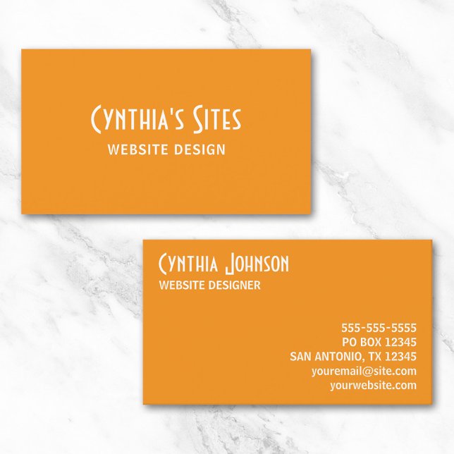 Orange and White Retro Bold Business Card (Orange and White Retro Bold Business Card)