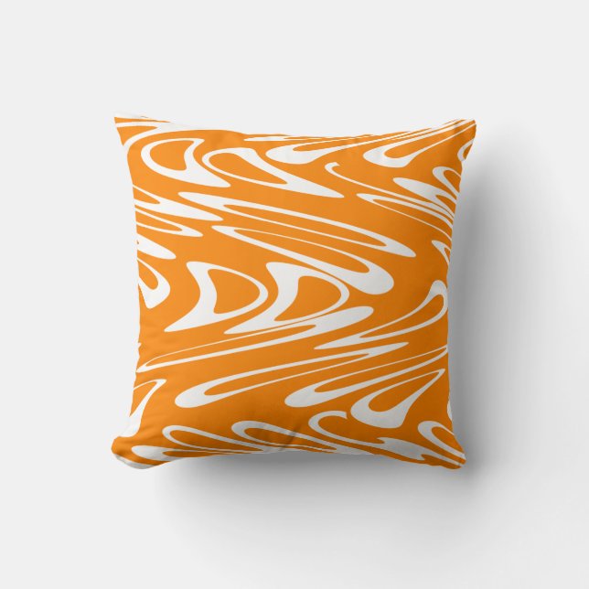 Orange and White Retro Pattern. Cushion (Front)