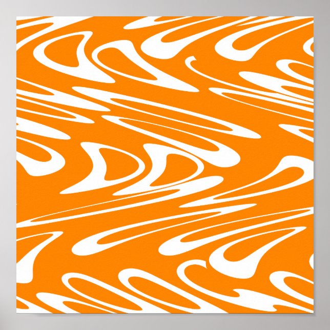 Orange and White Retro Pattern. Poster (Front)