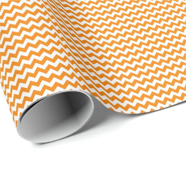 Orange and White Small Chevron Wrapping Paper (Roll Corner)