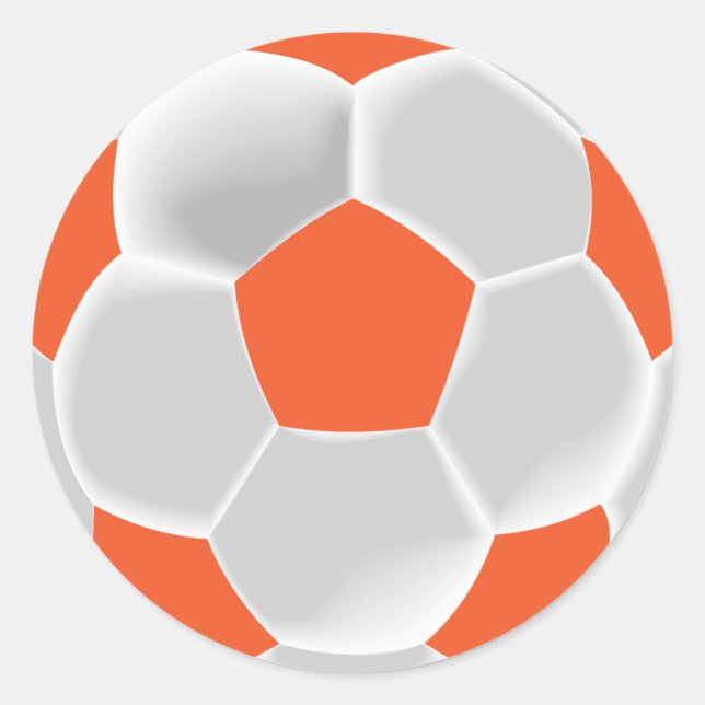 Orange and White Soccer Ball Classic Round Sticker (Front)