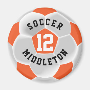 Orange and White ⚽ Soccer Sport Ball Magnet